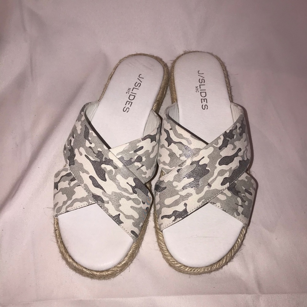 J/Slides Reva Off White Camo Leather Slides - image 2